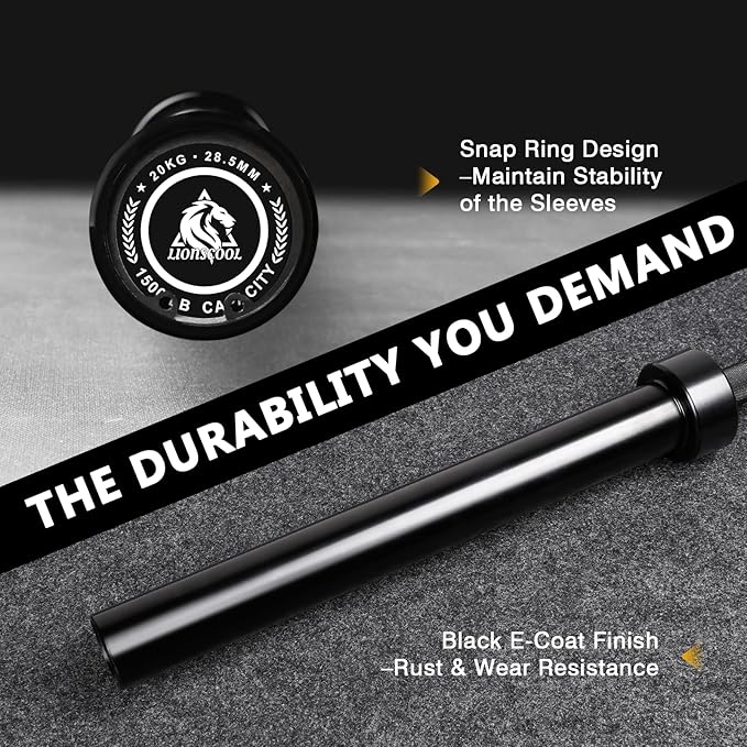 LIONSCOOL 7FT Olympic Barbell for Weightlifting, Power Lifting, 2 Inch Strength Training Bar for