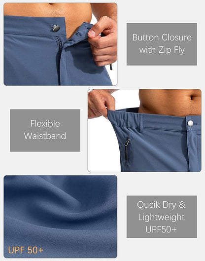 Pudolla Men's Hiking Cargo Shorts 9" Lightweight Outdoor Work Shorts for Men Travel Golf Camping