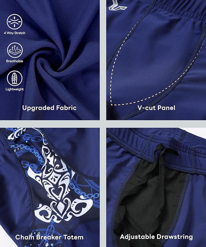 HUGE SPORTS Men's Rash Guard Swim Shorts Compression Swimming Jammer Cool Dry Active Swimsuit