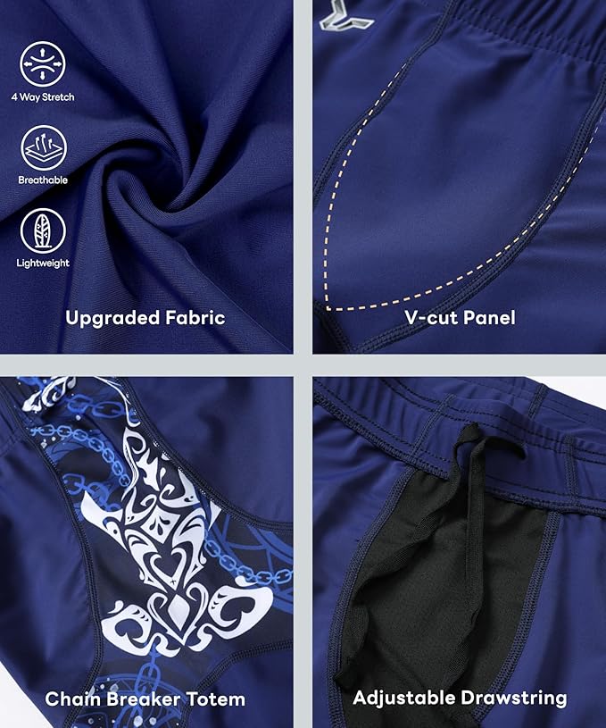 HUGE SPORTS Men's Rash Guard Swim Shorts Compression Swimming Jammer Cool Dry Active Swimsuit