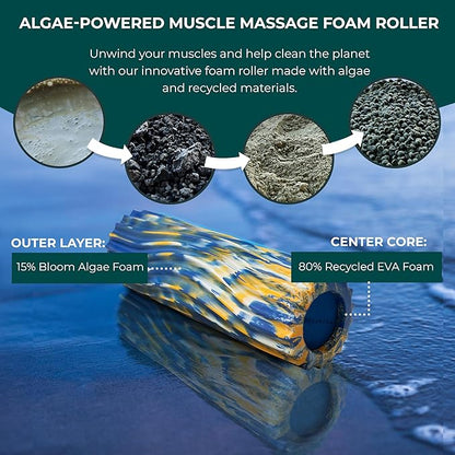 Oceanfoam Ripple Travel Foam Roller (11" x 3.35") Firm Mini Foam Roller for Physical Therapy, Deep