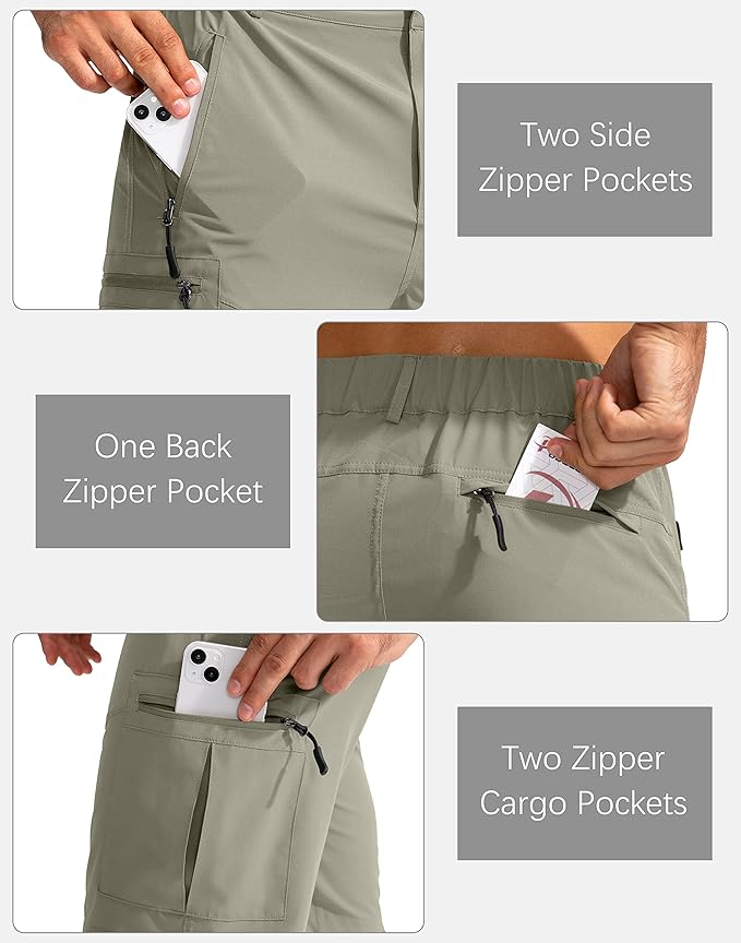 Pudolla Men's Hiking Cargo Shorts 9" Lightweight Outdoor Work Shorts for Men Travel Golf Camping