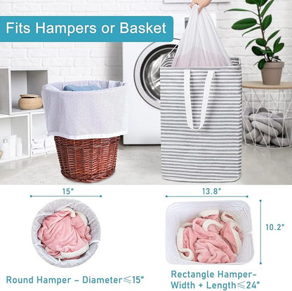 Polecasa Extra Heavy Duty Large Diamond Mesh Laundry Bags with Drawstring Closure & ID Tag, 24 x 36