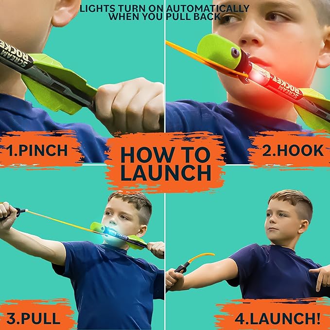 Light Up Foam Rocket Toys for Kids: Best LED Rocket Launcher Slingshot Lights Up & Makes Noise! for
