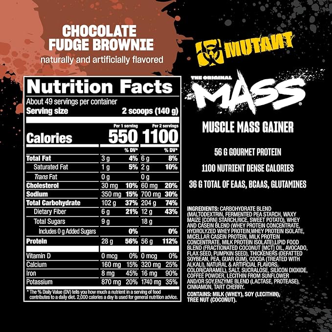 Mutant Mass Weight Gainer Protein Powder ??Build Muscle Size and Strength with 1100 Calories