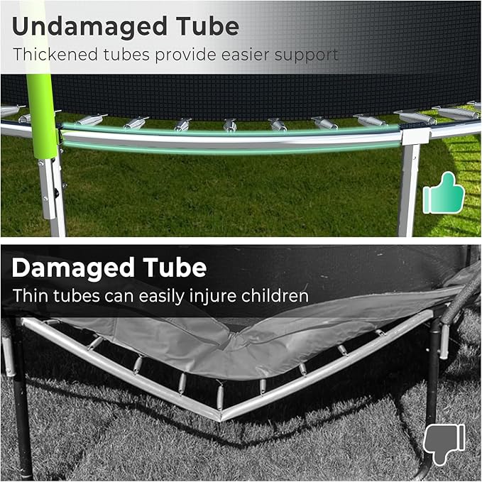 Upgraded 16FT 15FT 14FT 12FT 10FT 8FT Trampoline Outdoor with Basketball Hoop and Net, Capacity for