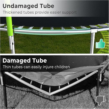 Upgraded 16FT 15FT 14FT 12FT 10FT 8FT Trampoline Outdoor with Basketball Hoop and Net, Capacity for