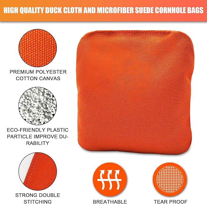 JIMTERRY Professional Cornhole Bags Set of 8 Dual Sided Corn Holes Bags Double Sided Regulation