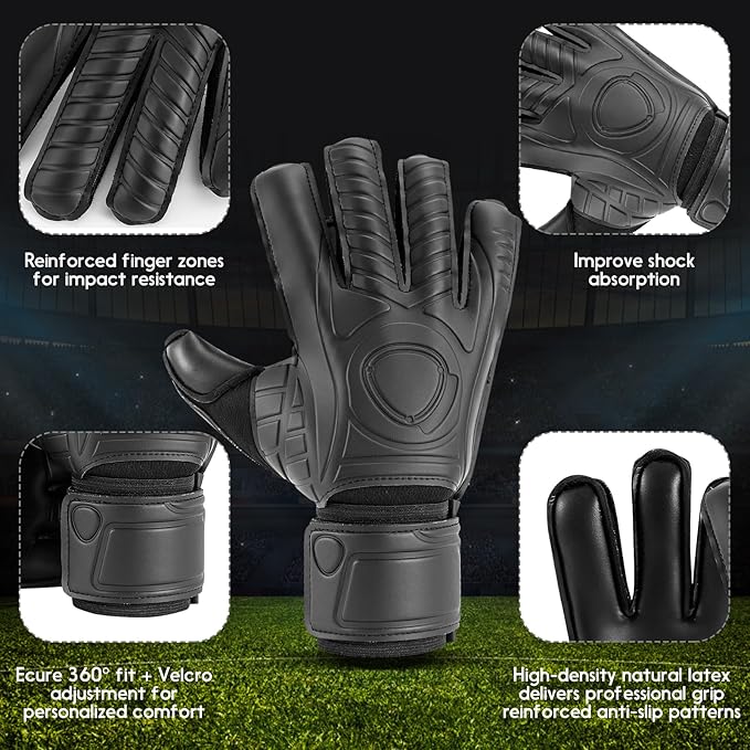 Soccer Goalkeeper Gloves with Finger Protection to Prevent Injuries, Strong Grip for Tough Tackles