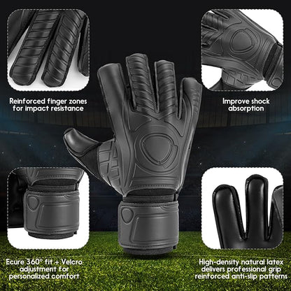 Soccer Goalkeeper Gloves with Finger Protection to Prevent Injuries, Strong Grip for Tough Tackles