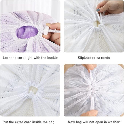 Polecasa Extra Heavy Duty Large Diamond Mesh Laundry Bags with Drawstring Closure & ID Tag, 24 x 36