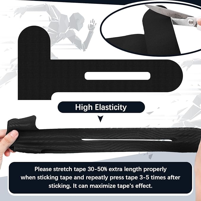 50 Pcs Precut Kinesiology Tape for Knees Pain Relief Elastic Waterproof Athletic Knee Tape for