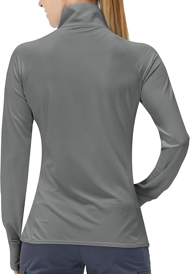 Women's UPF 50+ UV Sun Protection Clothing Long Sleeve Athletic Hiking Shirts Lightweight SPF Zip