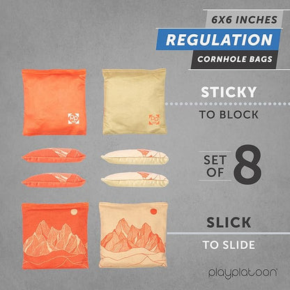 Professional Cornhole Bags - Set of 8 Regulation All Weather Double Sided - Sticky Side/Slick Side
