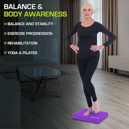 ProsourceFit Exercise Balance Pad ??Non-Slip Cushioned Foam Mat & Knee Pad for Fitness and