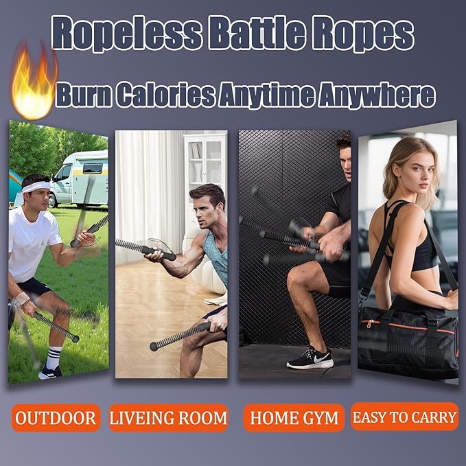 New Upgrade Second-Generation Weighted Ropeless Battle Ropes for Home Gym,Quiet Cordless Training