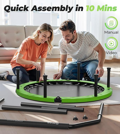BCAN 40"/48" Foldable Mini Trampoline, Rebounder Trampoline for Adults, U/T Adjustable Foam Handle