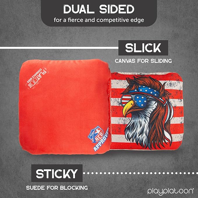 Play Platoon Cornhole Bags Set of 8 Regulation Professional Corn Hole Bean Bags ACO Approved