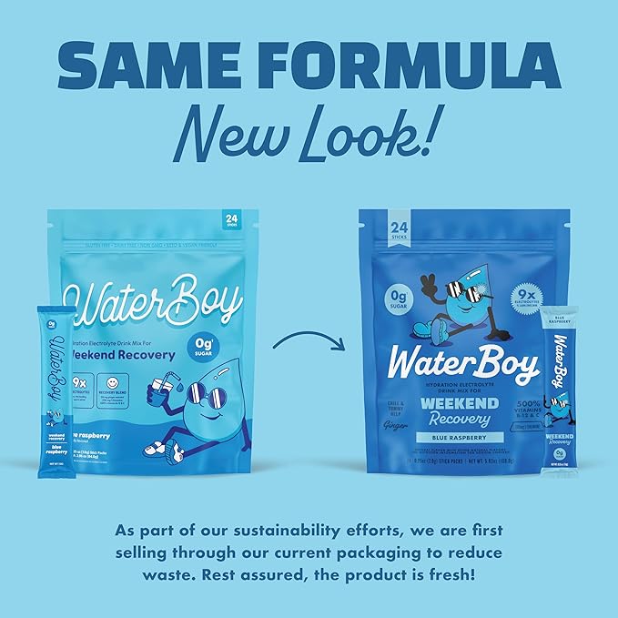 Waterboy Weekend Recovery | 3,200mg Electrolyte Powder Packets | Ginger + L-Theanine + Vitamins |