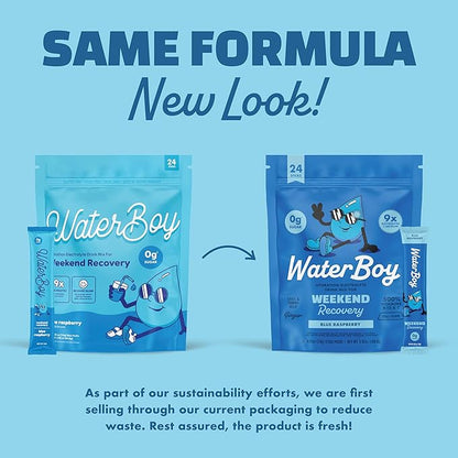 Waterboy Weekend Recovery | 3,200mg Electrolyte Powder Packets | Ginger + L-Theanine + Vitamins |