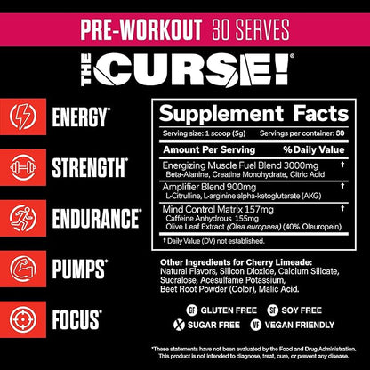 JNX SPORTS The Curse! Pre Workout Powder for Men & Women, Caffeine, Beta-Alanine, Creatine