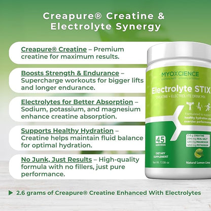 MYOXCIENCE Electrolyte STIX | Creatine Electrolyte Powder | Recovery from Exercise & Muscle