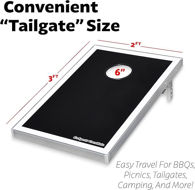 GoSports Tailgate Size 3 x 2 ft Cornhole Sets - Choose LED or Standard - Portable Set Includes 8