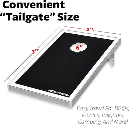 GoSports Tailgate Size 3 x 2 ft Cornhole Sets - Choose LED or Standard - Portable Set Includes 8