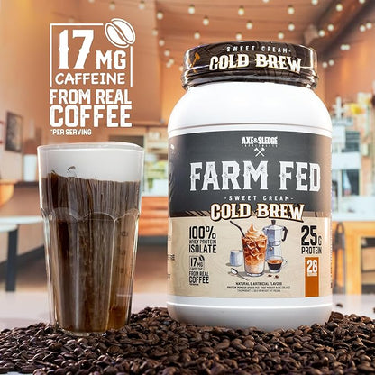 Axe & Sledge Farm Fed 100% Whey Protein Isolate | 25g Protein | Low Carb, Low Sugar, Gluten Free |