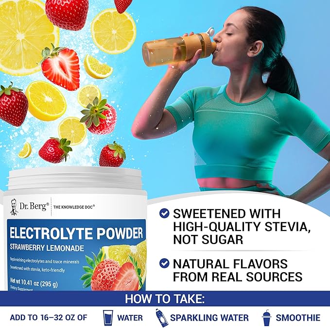 Dr. Berg Zero Sugar Hydration Keto Electrolyte Powder - Enhanced w/ 1000 mg of Potassium & Real