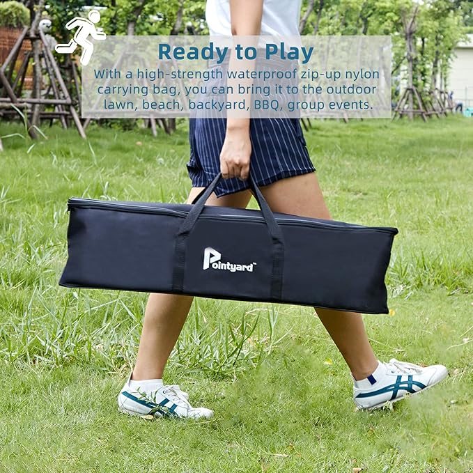 Pointyard Six Player Croquet Set, 28’’ Croquet Set with Wooden Mallets/Colored Ball/Wickets/Stakes