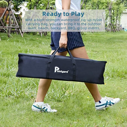 Pointyard Six Player Croquet Set, 28’’ Croquet Set with Wooden Mallets/Colored Ball/Wickets/Stakes