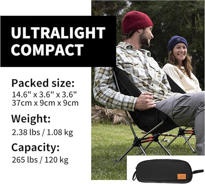 Naturehike YL08 Ultralight Camping Chair, 2.38 LBS Portable Backpacking Chair with Anti-Sinking