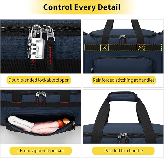 22 inch Gym Bag for Men - 55L Large Travel Duffle Bag Sports Equipment Bag with Multiple Zippered