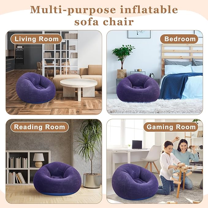 Realspring 6 Pcs Bean Bag Chairs for Adults Inflatable Chairs with Electric Air Pump,Blow up Couch