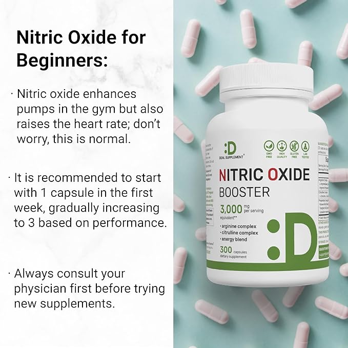 Nitric Oxide Booster 3,000mg Per Serving, 300 Capsules ??12 in 1 Nitric Oxide Supplement ??Arginine