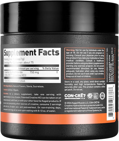 Kaged Creatine HCl Powder | Fruit Punch | Muscle Building & Recovery | Patented Creatine
