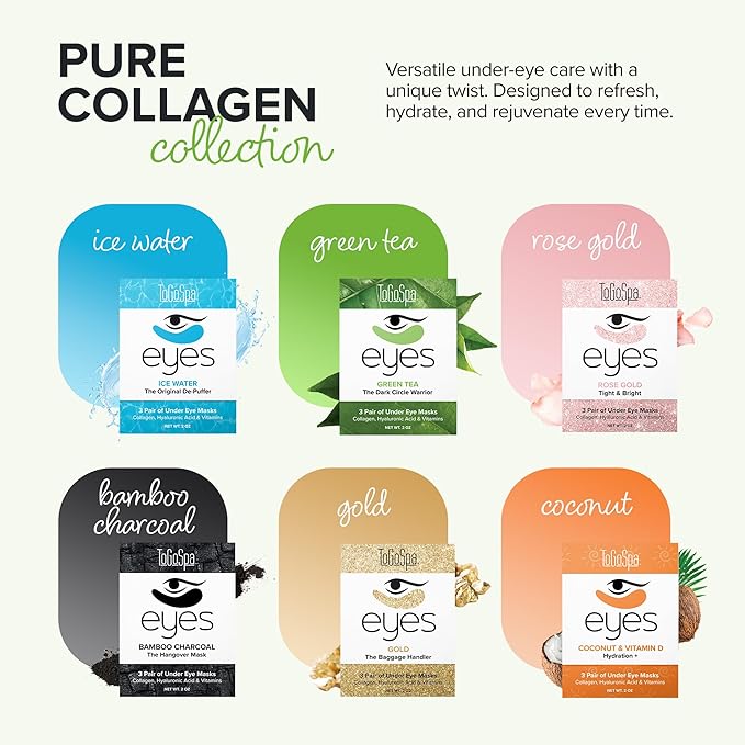 ToGoSpa Green Tea EYES, Dark Circle Warrior | Premium Clean Anti-Aging Gel Pads with Collagen