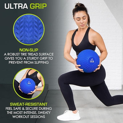 ProsourceFit Slam Medicine Balls 5, 10, 15, 20, 25, 30, 50lbs Smooth and Tread Textured Grip Dead