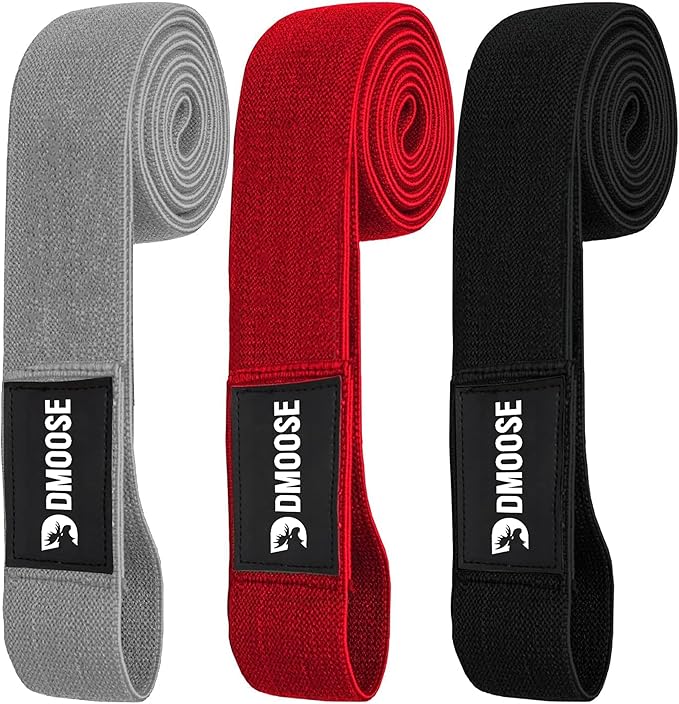 DMoose Fitness Fabric Resistance Bands for Full Body Exercises - Non-Slip Thick Cloth Stretch Band