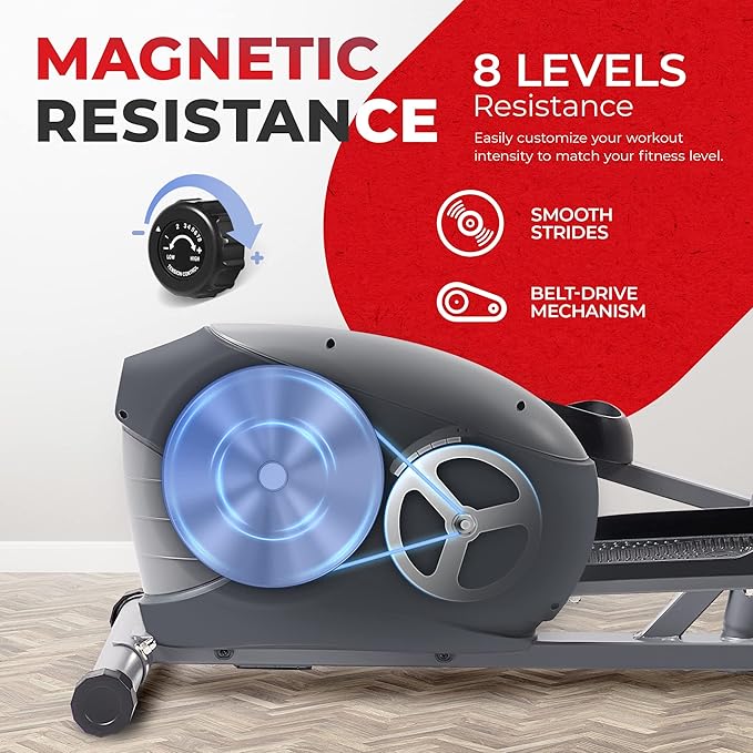 Sunny Health & Fitness Smart 2-in-1 Upright Elliptical Full-Body Exerciser, Home Cross-Training