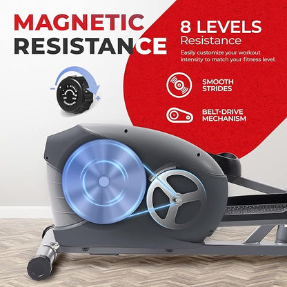 Sunny Health & Fitness Smart 2-in-1 Upright Elliptical Full-Body Exerciser, Home Cross-Training