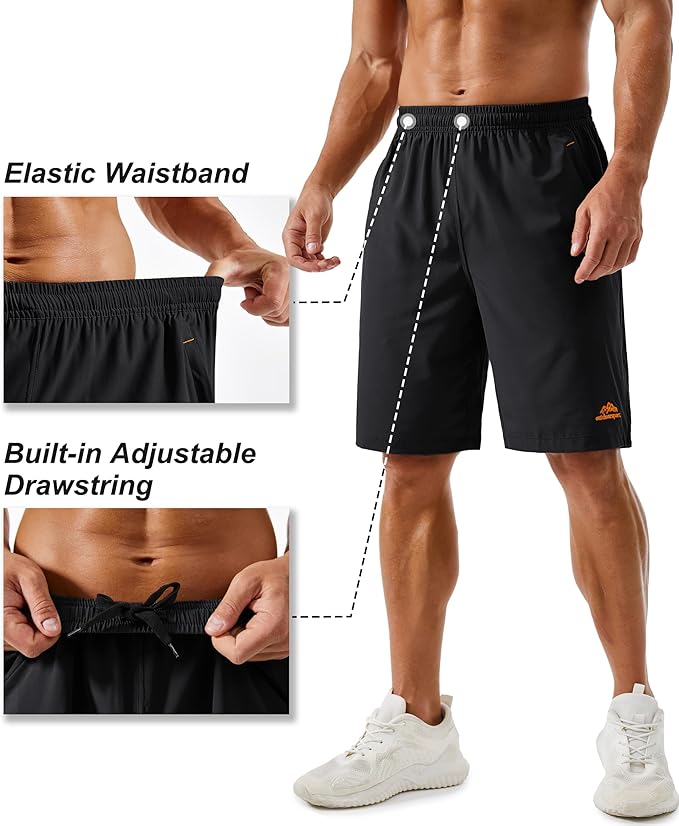 TACVASEN Men's Running Athletic Shorts 9" Quick Dry Workout Gym Shorts Lightweight Summer Shorts 3
