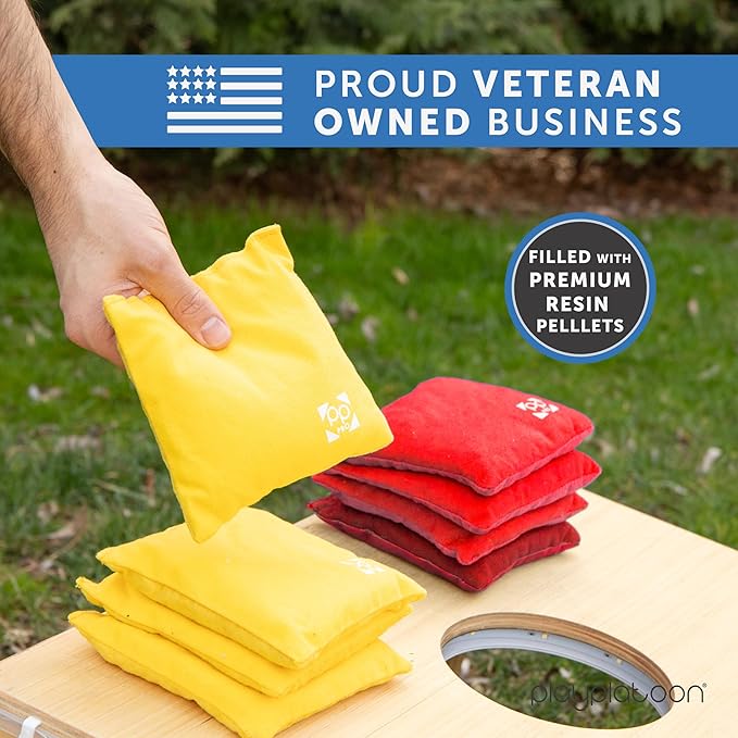 Professional Cornhole Bags - Set of 8 Regulation All Weather Double Sided - Sticky Side/Slick Side