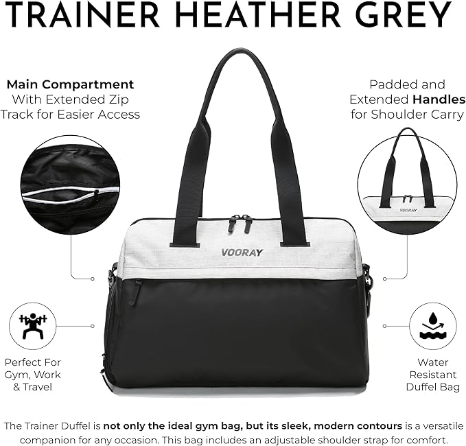 Vooray 25L Trainer Duffel Bag ??Lightweight Travel Duffel for Women and Men with Shoe Pocket