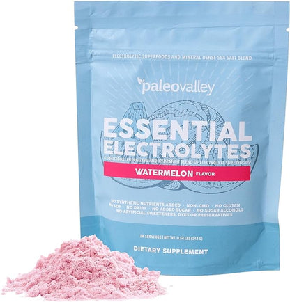 Paleovalley Essential Electrolytes Powder - Full Spectrum Watermelon Electrolyte Powder for