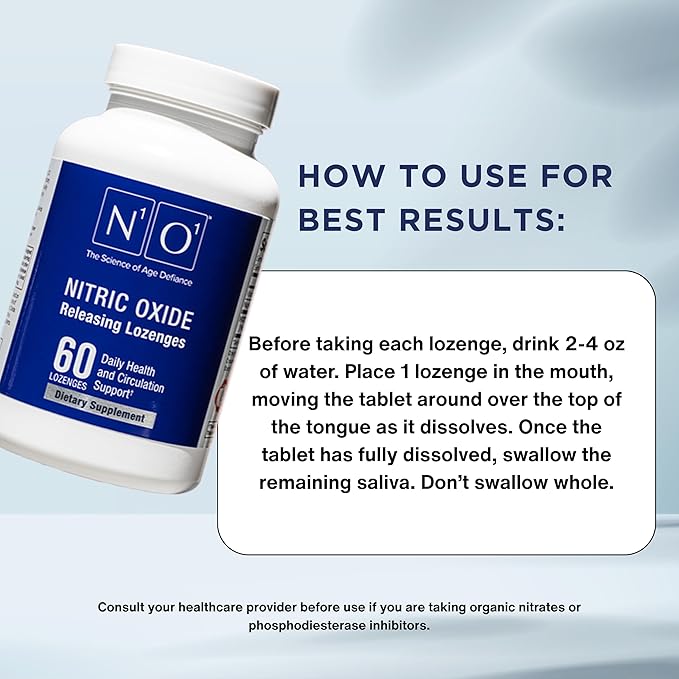 Nitric Oxide Lozenges - 60 Count - Nitric Oxide Supplement for Heart Health, Circulation, Energy