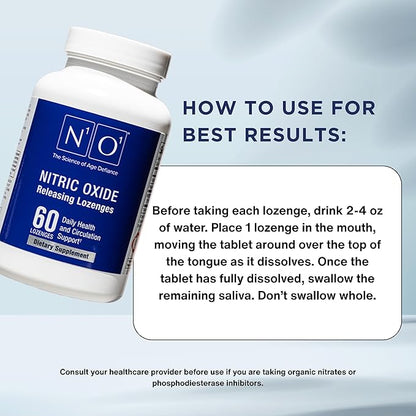 Nitric Oxide Lozenges - 60 Count - Nitric Oxide Supplement for Heart Health, Circulation, Energy