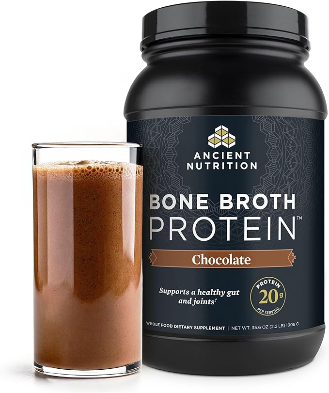Ancient Nutrition Grass Fed, Cage Free, Bone Broth Protein Powder, 20g Protein, Hydrolyzed Collagen