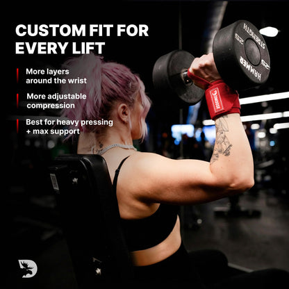 DMoose Wrist Straps for Weightlifting 12 and 18 Inches Thumb Loops with Wrist Support for Workouts
